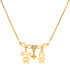 The Boy and Girl Children Pendant Hearth Necklace for Mother's Day showcases a 14k gold chain with charming boy and girl pendants. Its centerpiece, a heart charm set with a blue gemstone, adds a touch of elegance to this beautiful piece.
