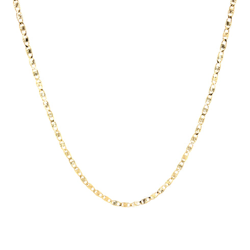 Displayed against a plain white background, the "18 inch Necklace 2.5mm Mariner chain 14k Gold filled" exudes timeless elegance with its delicate gold rope design and intricate mariner link style.