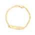The "I LOVE YOU" plate Baby Bracelet, crafted with a mariner link design in 14K gold filled material, features a rectangular plate engraved with a heart. This elegant baby bracelet is secured by a lobster clasp, offering a blend of sophistication and heartfelt charm.