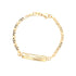 The I LOVE YOU plate Baby Bracelet with mariner link, made from 14K Gold Filled material, showcases a mariner link design and features a rectangular "I Love You" plate engraved with a heart. It is secured with a lobster clasp, ensuring both charm and security for little wrists.