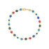 Explore the Multicolor Evil Eye Charm Bracelet in Light Blue, Red, Dark Blue, Black, and White—an elegant 14k gold-filled accessory crafted for spiritual protection. This beautiful bracelet showcases alternating tiny eye motifs in a variety of colors and is completed with a secure lobster clasp fastening.