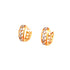 These "Tiny Zirconia Stones Huggies Earrings" feature a sophisticated rose gold filled design with intricate lattice detailing and tiny zirconia stones. They shine with a lustrous finish, offering a luxurious look. Hypoallergenic for sensitive ears, they are elegantly presented against a plain white background.