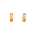 The Tiny Zirconia Stones Huggies Earrings in rose gold filled are displayed against a white background, featuring sparkling tiny zirconia stones that combine elegance with hypoallergenic comfort.