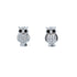 Adorned with small, sparkling crystals, the Cute Owl Zirconia Stones Stud Earrings are crafted from white gold filled and feature exquisite detailing. Each owl has finely detailed wings, a round body decorated with zirconia stones, and striking black gemstone eyes. The earrings are displayed against a simple white background.