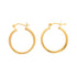 The 14k gold filled hoops earrings with a 1-inch round textured design are displayed against a plain white background.