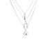 The Good Luck Charms Pendant Stacked Necklace 17 inches Silver Plated boasts three exquisite silver-plated chains adorned with a floral pendant, horseshoe accents, and sparkling rhinestones—each design element symbolizing good fortune against a pristine backdrop.