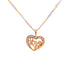 A heart-shaped pendant with clear zirconia stones and the word "Love" engraved shines brilliantly. It gracefully dangles from a 14K two-tone rose gold-filled Cuban link chain, exuding a perfect blend of charm and sophistication as the "Rose of Love Zirconia Pendant Necklace.
