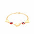 The Red Evil Eye charm bracelet and Heart Lucky chain rolo link features a 14k gold-filled rolo link chain adorned with alternating heart-shaped charms and round red evil eye beads, all secured by a lobster clasp.